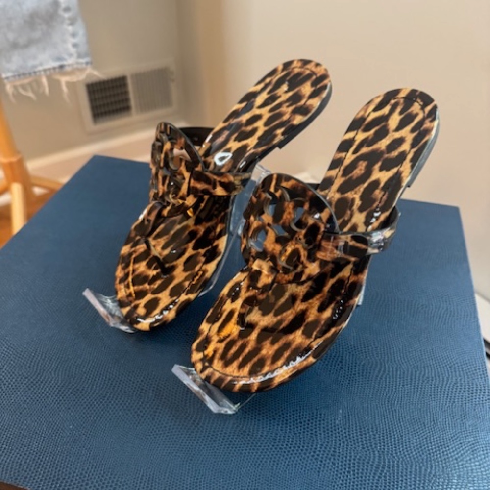 Tory Burch Miller Sandals, Leopard Patent, Size 7